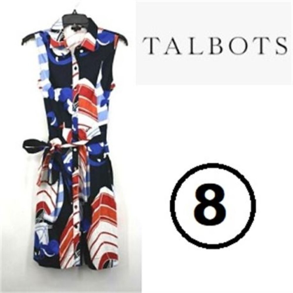 Nwot - Talbots Multi-Color Button Up Sleeveless Collared Dress. Size: 8. - Picture 12 of 12